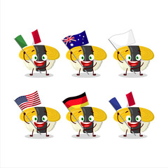 Tamago sushi cartoon character bring the flags of various countries