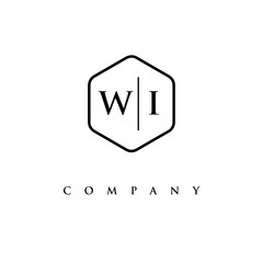 initial WI logo design vector