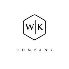 initial WK logo design vector