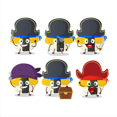 Cartoon character of tamago sushi with various pirates emoticons