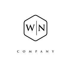 initial WN logo design vector