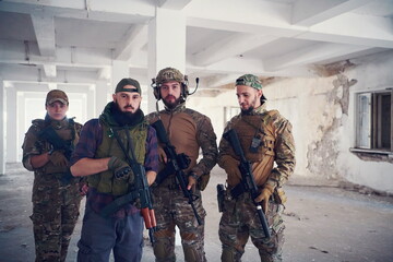soldier squad team portrait in urban environment