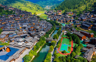 Qianhu Miao village in Xijiang, Qiandongnan, Guizhou Province, China