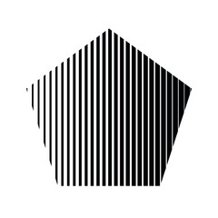 pentagon with vertical lines texture in black color, editable vector