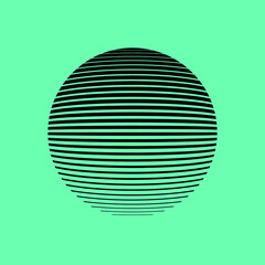 circle with texture of horizontal curved lines in black color, editable vector