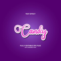 Editable text effect candy title style