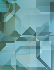 Layers of colorful and vibrant geometrical shapes. Digital illustration of a tech layout. Futuristic design template.