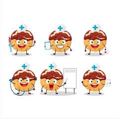 Doctor profession emoticon with takoyaki cartoon character