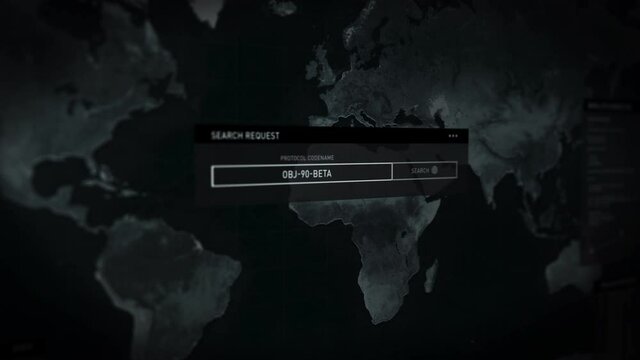Map on screen. Authentication protocol. Search protocol code name. Radar scan. Data and coordinates. Minsk. The security agency develops a futuristic user interface to control the Minsk area. UI