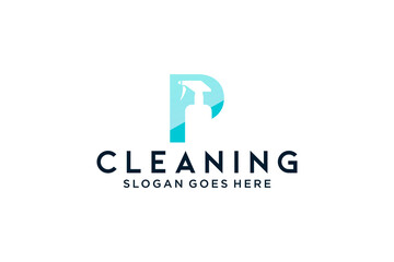 Letter P for cleaning clean service Maintenance for car detailing, homes logo icon vector template.