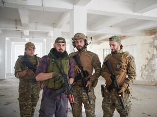 Fototapeta premium soldier squad team portrait in urban environment
