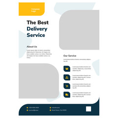 Delivery Service Flyer Template A4 Size With Bleeds and High Resolution Vector