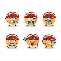 Photographer profession emoticon with takoyaki cartoon character