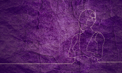 Beautiful lady portrait. Stone texture. Thin line