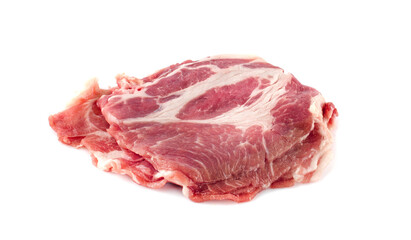 fresh pork neck meat steaks isolated on white  background