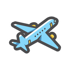 Airplane Blue Plane Vector icon Cartoon illustration