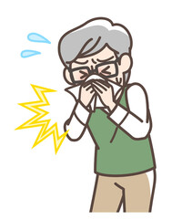 くしゃみをする男性