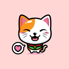 cartoon cute lucky cat vector design