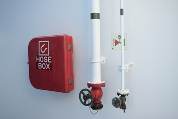 fire extinguisher hose box on the wall