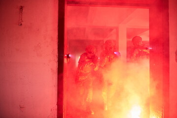 military troops in action urban environment