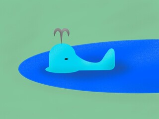 クジラ　イラスト　絵本風
