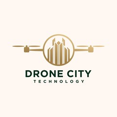 abstract drone logo. city icon drone logo for housing and urban areas