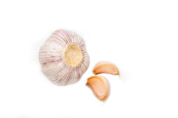 Raw garlic isolated on white background.