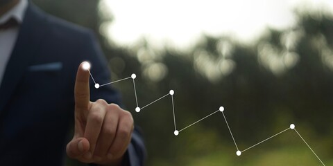 Fototapeta premium Businessman plan the growth. Investment with financial chart, Growth and successful concept