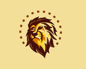 elegant lion head drawing art inspiration logo design template vector illustration
