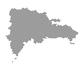 Abstract map of Dominican Republic dots planet, lines, global world map halftone concept. Vector illustration eps 10.