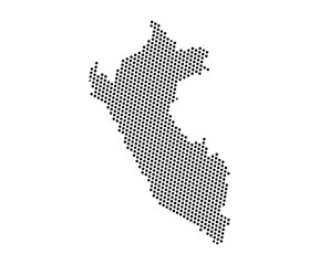 Fototapeta na wymiar Abstract map of Peru dots planet, lines, global world map halftone concept. Vector illustration eps 10.