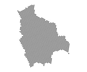 Obraz premium Abstract map of Bolivia dots planet, lines, global world map halftone concept. Vector illustration eps 10.