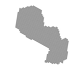 Obraz premium Abstract map of Paraguay dots planet, lines, global world map halftone concept. Vector illustration eps 10.