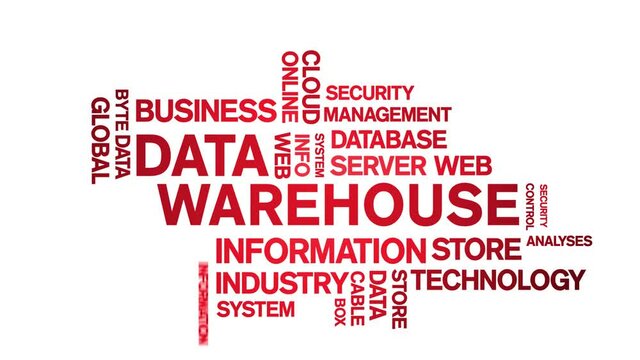 4k Data Warehouse Animated Tag Word Cloud;Text Design big data Animation typography seamless loop.