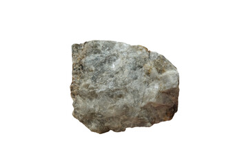 Raw barite or barytes mineral stone isolated on white background. Barite is the main ore of the element barium.