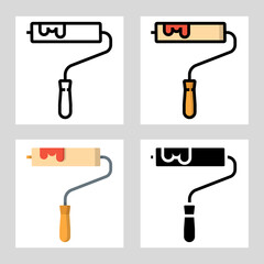 Paint roller icon vector design in filled, thin line, outline and flat style.