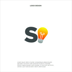 letter S initials for electricity company, light bulb design logo template, vector illustration