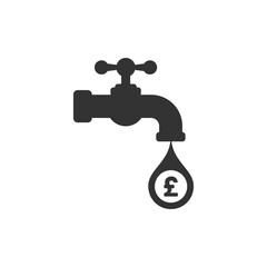 Tap or faucet with pound coins. Money resource, passive income concept.