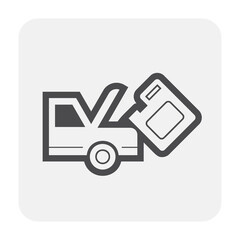 Oil change, engine lubricant pouring vector icon. Include gallon, can, container or bottle, open bonnet of car motor. To check, maintenance, service, cleaning, reduce friction and improve performance.