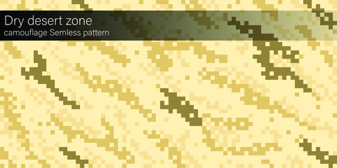 Brown desert camouflage seamless pattern, banner area space for text. Designed texture and modern colorful wallpaper.