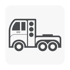 Tractor unit of semi-trailer truck and cylinder tank bottle vector icon. That vehicle and fuel container for storage power energy i.e. cng, ngv. That natural gas or fuel mixture of methane, propane.