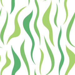 Seamless pattern with flowing green lines, spots. Abstract texture with chaotic green waves, leaf lines. Simple background, minimalist wallpaper, simple print for fabric, for textile, wrapping paper