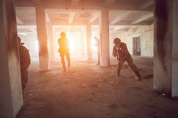military troops in action urban environment