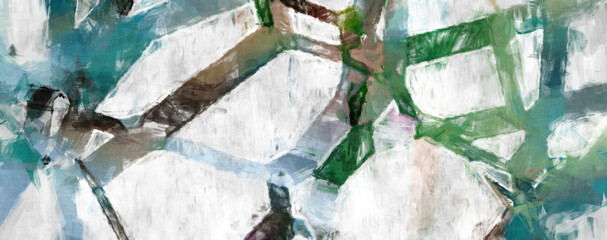 Rough brushstrokes on abstract background. Brush painting. Color strokes of paint. Unique wall art. Modern art on canvas. Colorful contemporary artwork.