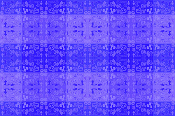 Blue ornament on a purple background. Use it for illustrations and textures.