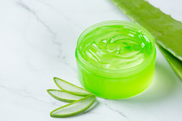Aloe vera cosmetic cream on white background