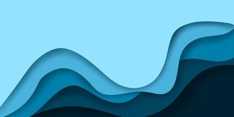 Abstract Blue Paper cut multi layers  Background ,concept design or flowing liquid illustration for website template , illustration wallpaper