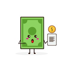 Money with data coin cute character illustration