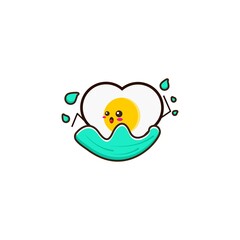 Love egg swimming cute character illustration