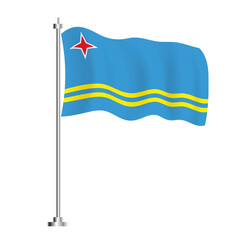 Aruba Flag. Isolated Wave Flag of Aruba Country.
